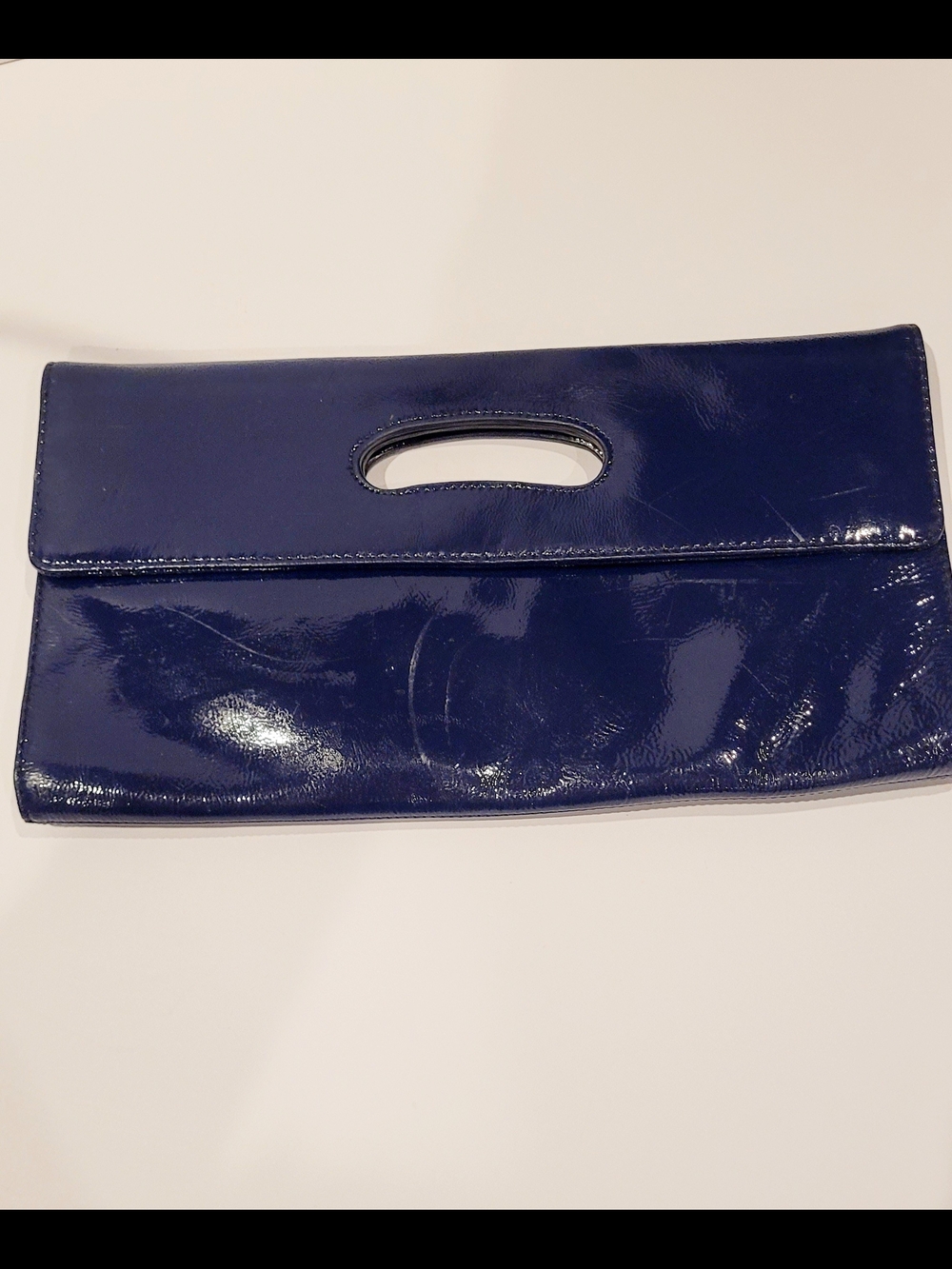 HOBO Navy Patent Leather Cutout Handle Clutch - Picture 5 of 7